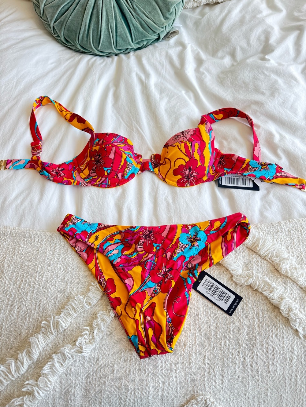 Vetchy Laguna Miramar Two-Piece Bikini - Red, Yellow & Turquoise